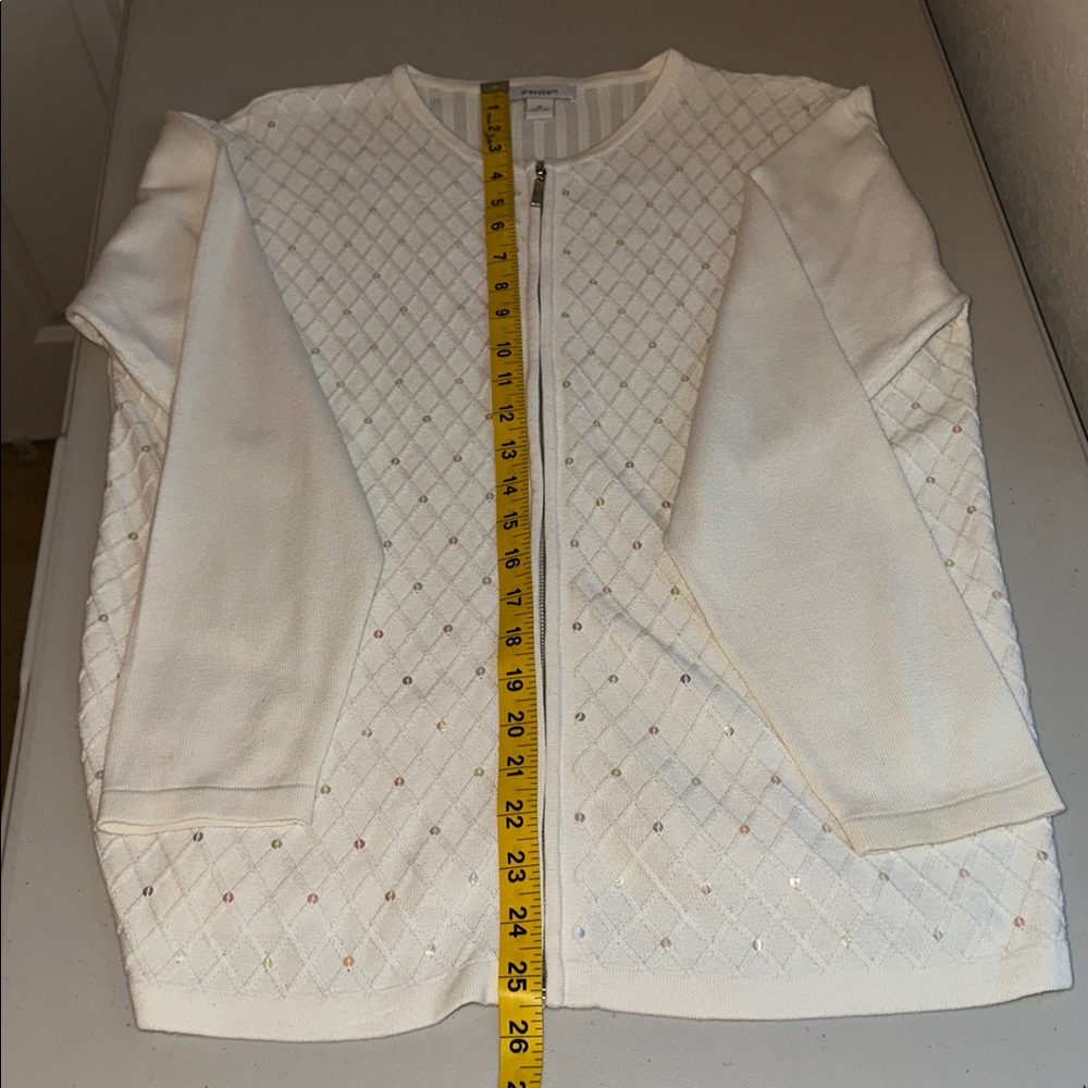 Dressbarn Ivory Knit Cardigan Size Medium. - Picture 9 of 13